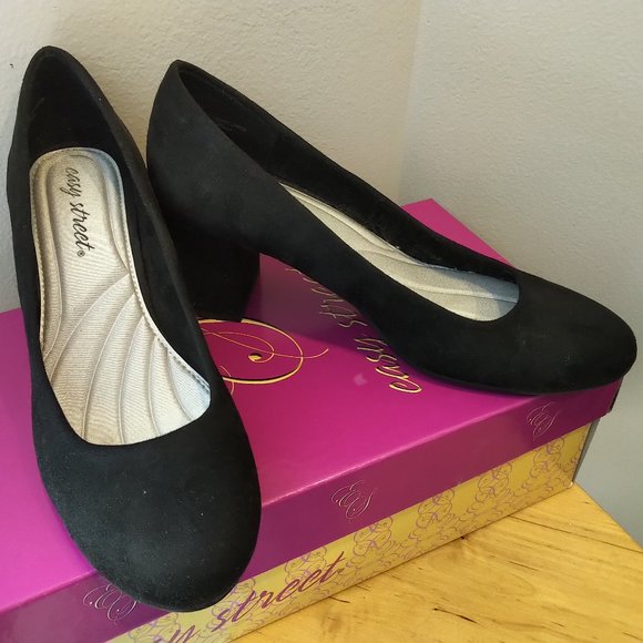 Easy Street Shoes - Easy Street Proper Pumps Sz 7 NEW 2" block heel BLACK SuperFlex sole SuperSuede